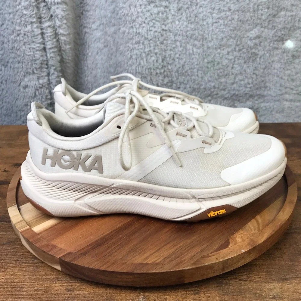 Hoka Transport Sneakers Women 8B Eggnog Gull White Vibram Cordura Walking Shoes